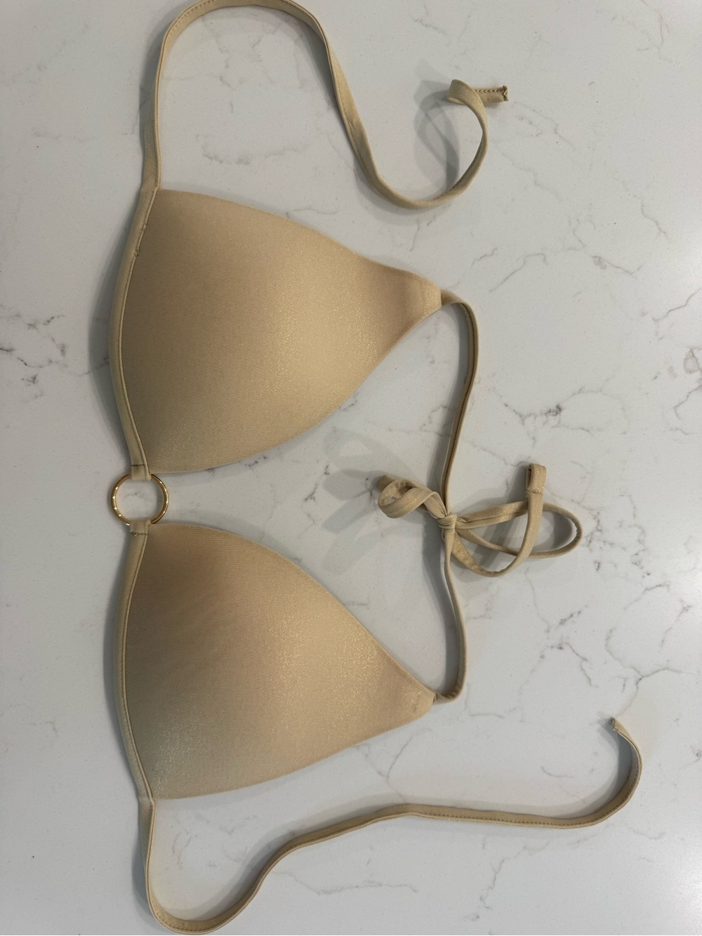 Gold Triangle One-Piece Swim Top - Sleek Shimmery Gold